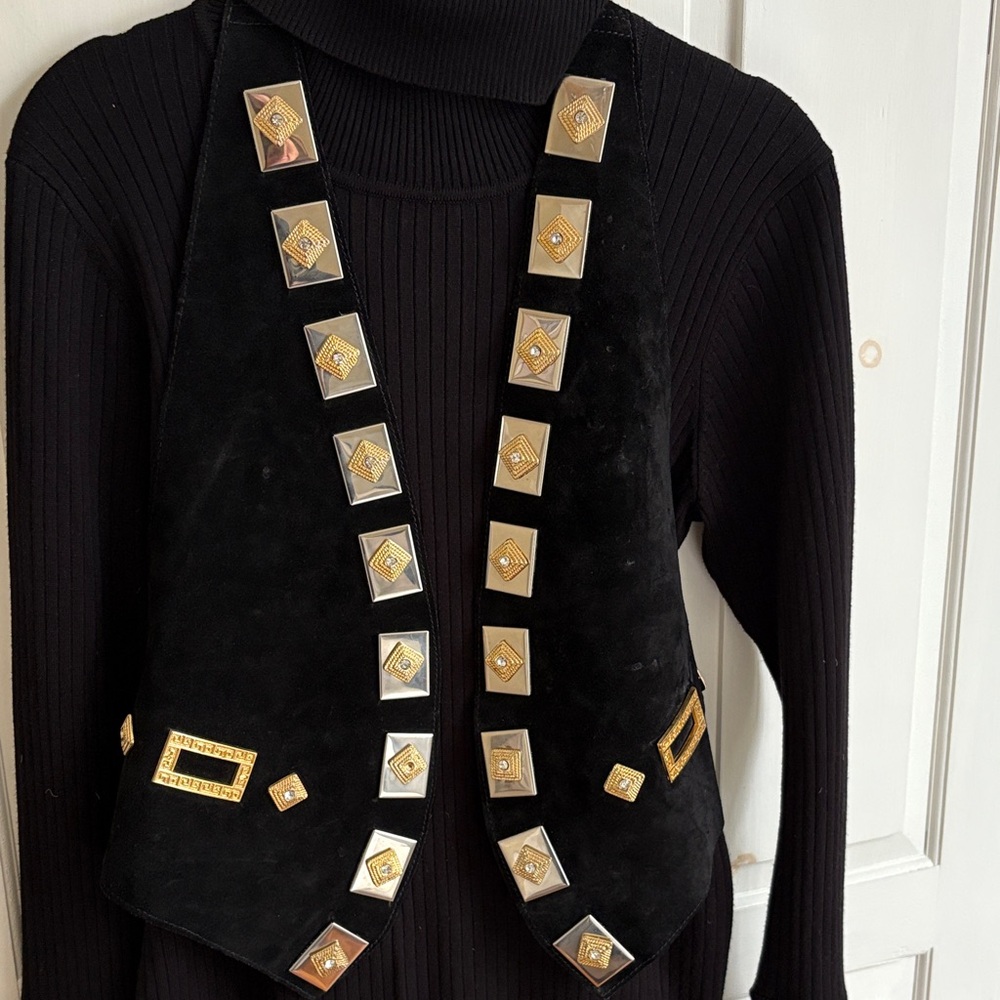 Black Vest with Gold and Silver Accents